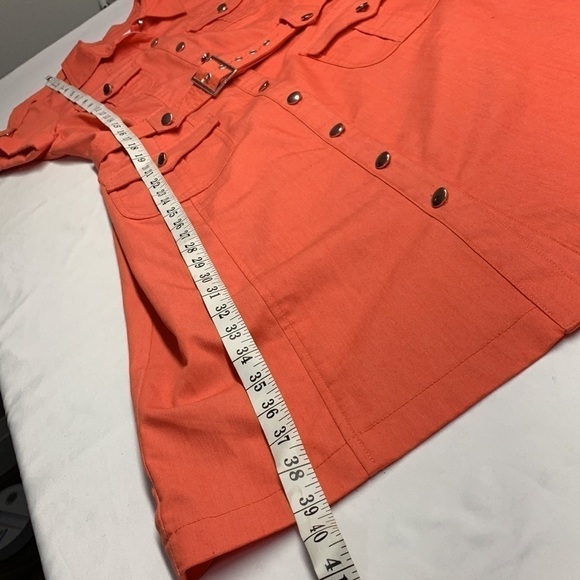 Dress Barn Front Button Belted Short Sleeve Dress Colour Orange Size 10 - Picture 7 of 10